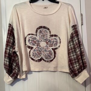 POL Ivory Ribbed Knit Top